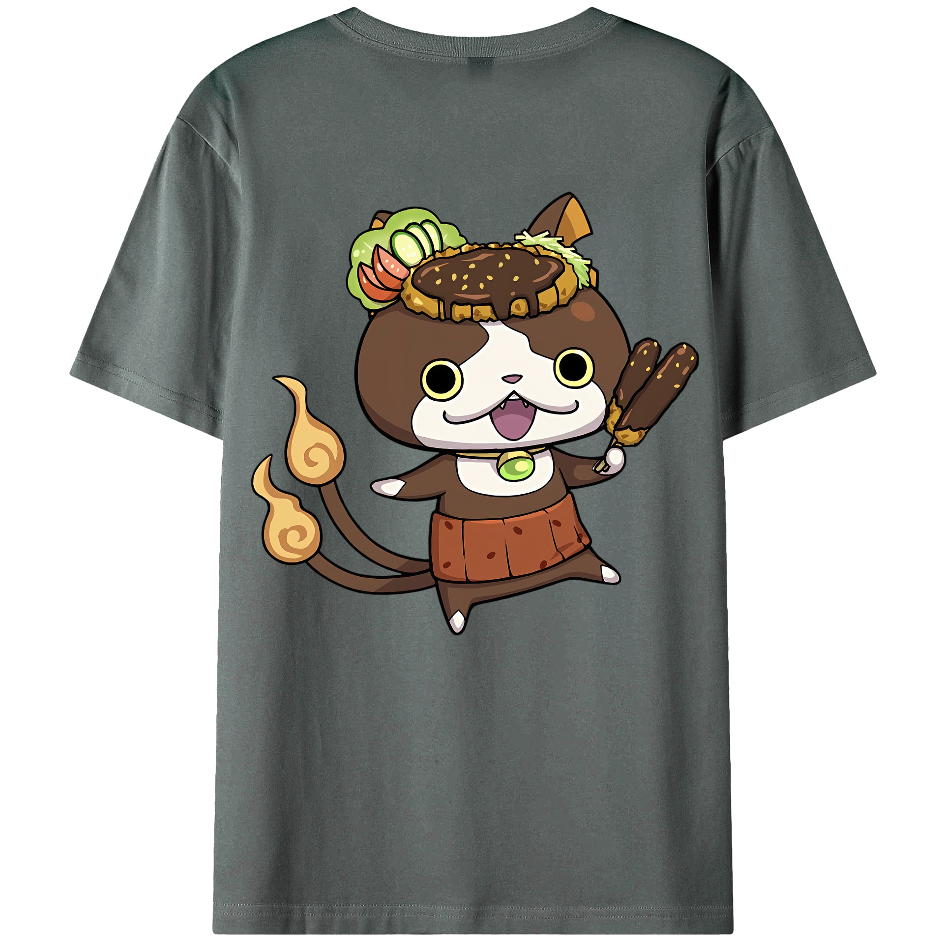 （画像用） 妖怪ウォッチ Yo-kai Watch 綿100％ メンズ半袖Tシャツ（バックプリント） 通気性
